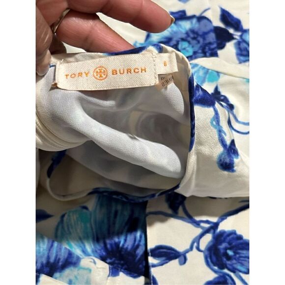 Tory Burch Giovanna Long sleeve Lilly floral 8 100% silk - Picture 7 of 16